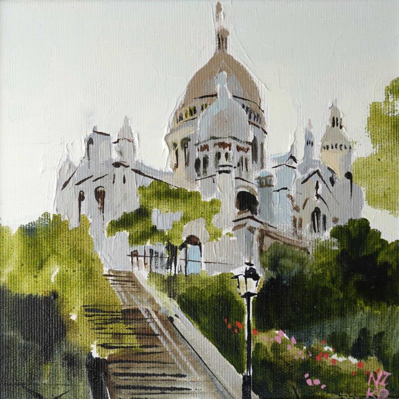 Peinture Paris 29 - Basilique du Sacre-Coeur par Niko Marina  | Tableau Figuratif Urbain Huile