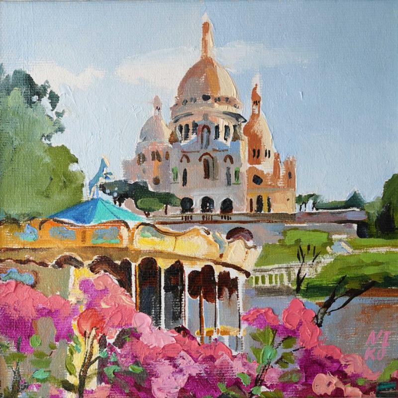 Painting Paris 31 - Carrousel au Sacre-Coeur by Niko Marina  | Painting Figurative Oil Pop icons, Urban