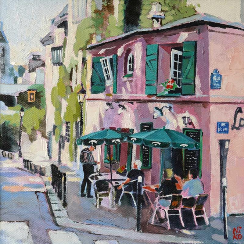 Painting Paris 13 - La Maison Rose by Niko Marina  | Painting Figurative Oil Urban