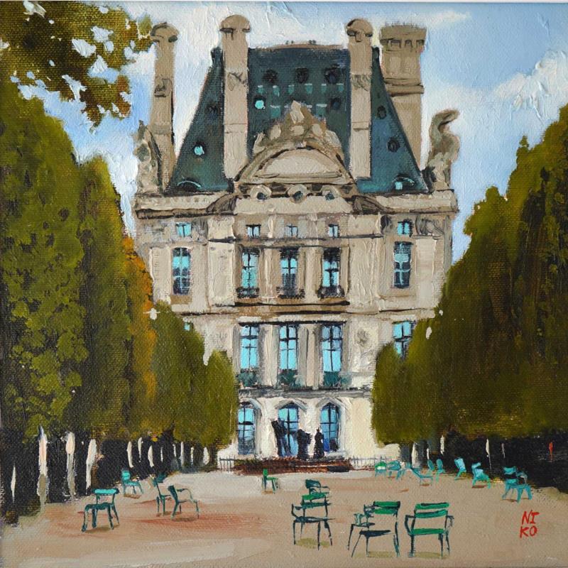 Peinture Paris 15 - Jardin des Tuileries par Niko Marina  | Tableau Figuratif Urbain Huile