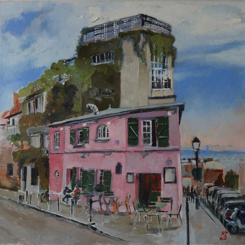 Painting Paris 2 - La Maison Rose by Niko Marina  | Painting Figurative Oil Urban