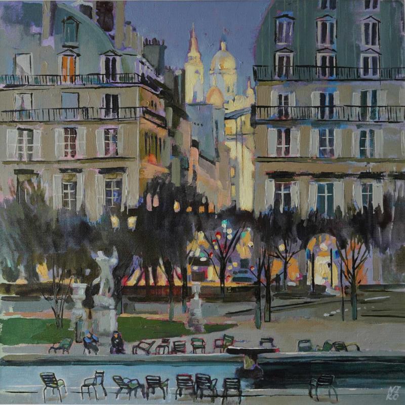 Peinture Paris 10 - Jardin des Tuileries par Niko Marina  | Tableau Figuratif Huile Urbain