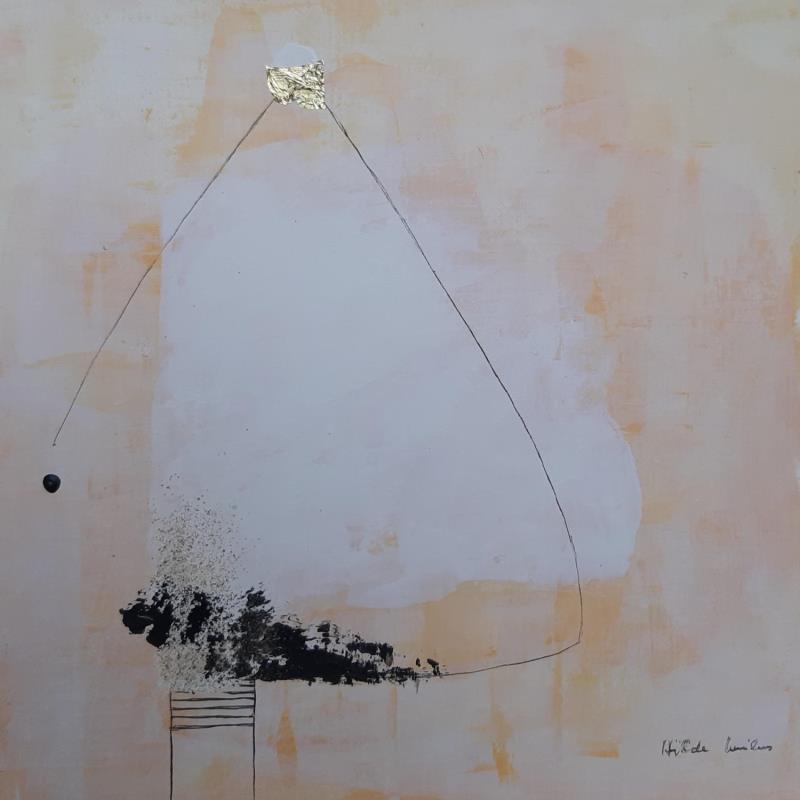 Gemälde abstract beige B 89 von Wilms Hilde | Gemälde Abstrakt Acryl Collage Blattgold