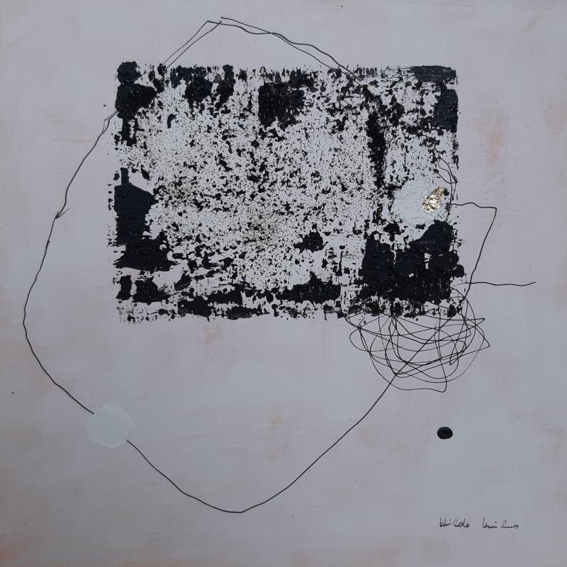 Gemälde abstract white B 90 von Wilms Hilde | Gemälde Abstrakt Acryl Collage Blattgold