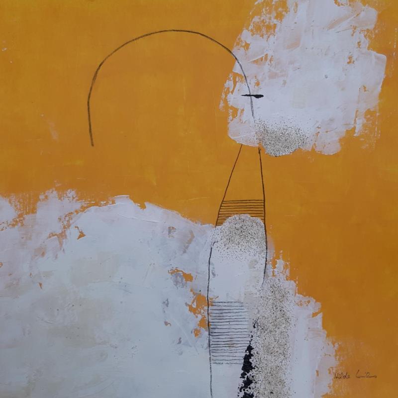 Peinture abstract yellow B 91 par Wilms Hilde | Tableau Abstrait Acrylique Collage