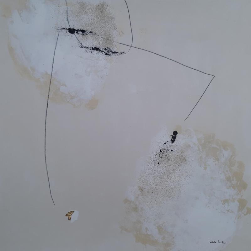 Gemälde abstract beige D 75 von Wilms Hilde | Gemälde Abstrakt Acryl Collage Blattgold