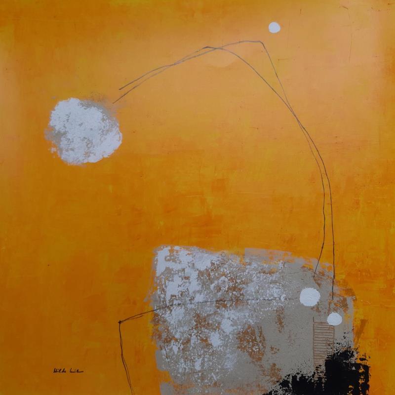 Painting abstract yellow D 76 by Wilms Hilde | Painting Abstract Acrylic Gluing