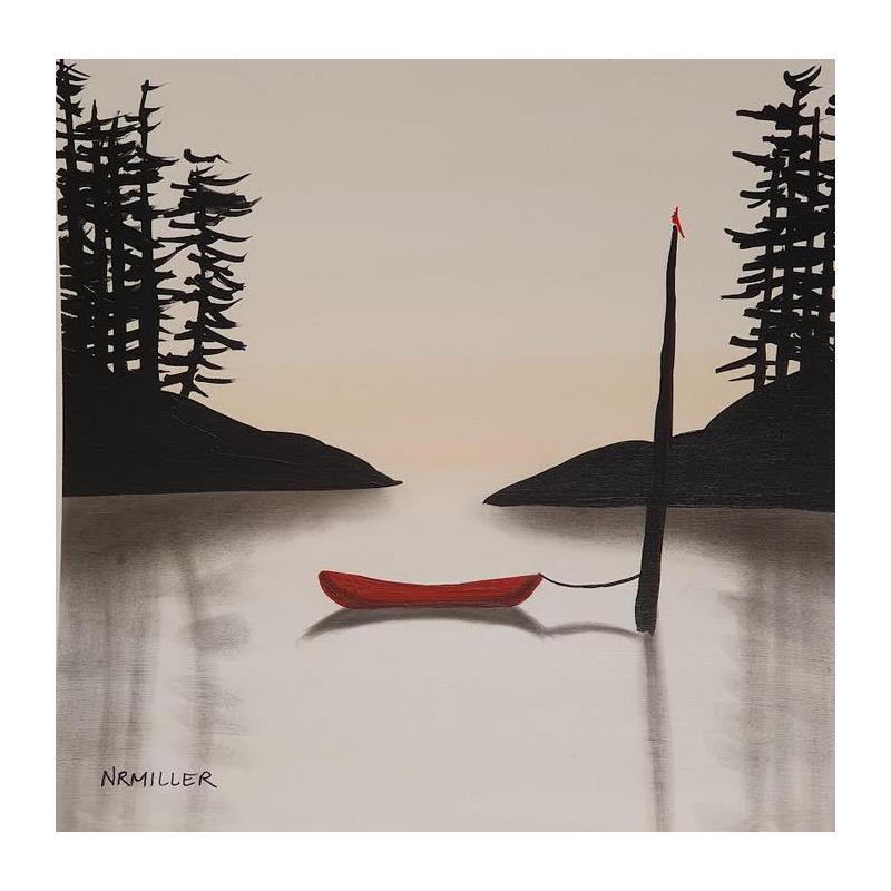 Painting Breaking dawn by Miller Natasha | Painting Figurative Landscapes Minimalist Acrylic Charcoal