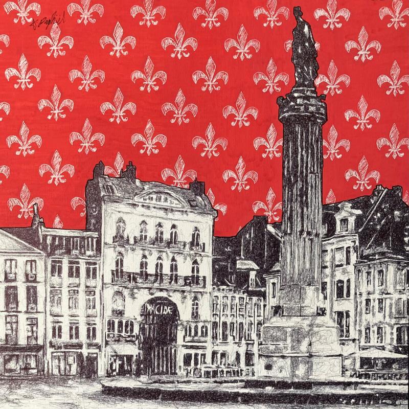 Peinture Lille - Grand Place  par André Raphaël | Tableau Figuratif Paysages Urbain Architecture Acrylique
