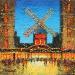 Peinture Le moulin rouge par Dessapt Elika | Tableau Impressionnisme Acrylique Sable