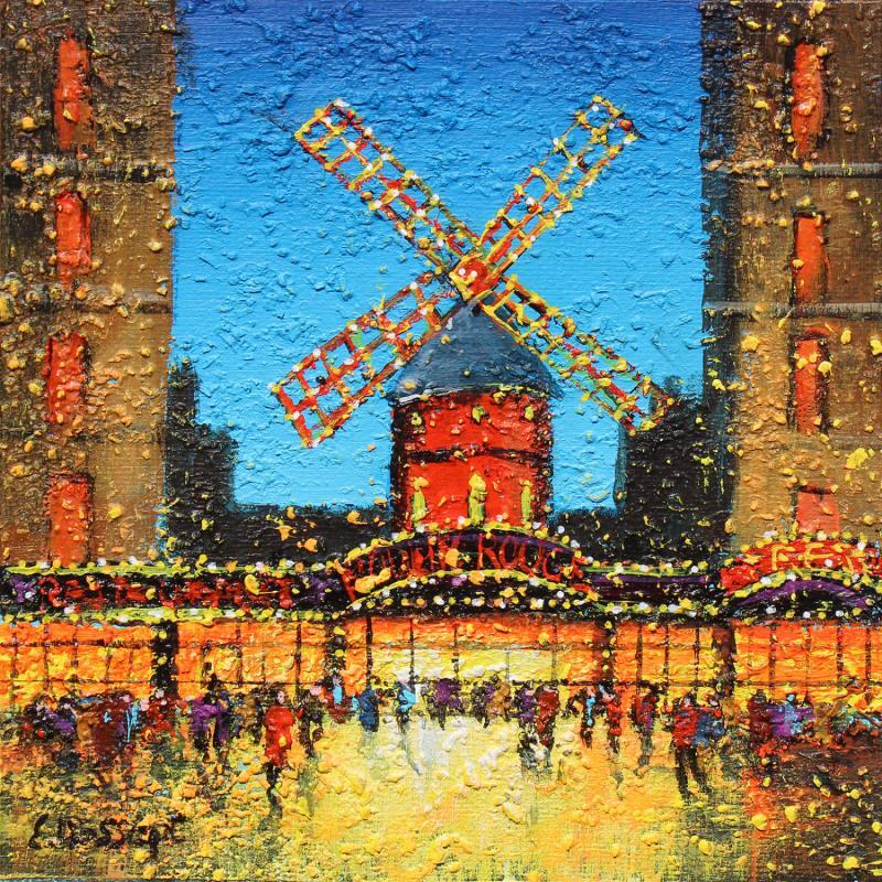 Peinture Le moulin rouge par Dessapt Elika | Tableau Impressionnisme Acrylique Sable