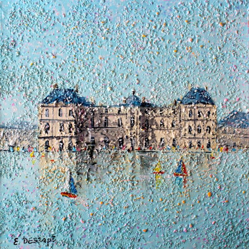 Peinture Les petits bateaux du jardin du Luxembourg par Dessapt Elika | Tableau Impressionnisme Acrylique Sable