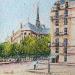 Peinture En route vers Notre-Dame par Dessapt Elika | Tableau Impressionnisme Acrylique Sable