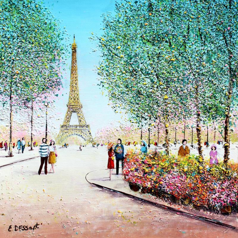 Painting Un printemps fleuri à Paris by Dessapt Elika | Painting Impressionism Acrylic Sand