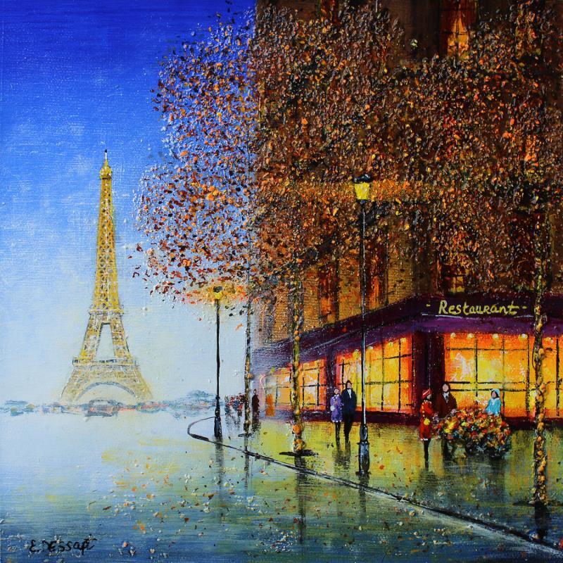 Painting Les restaurants de Paris by Dessapt Elika | Painting Impressionism Acrylic Sand