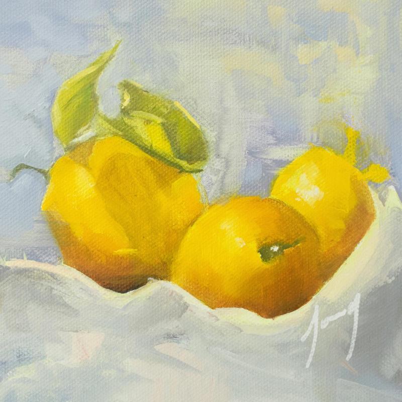 Painting Trois citrons by Jung François | Painting Figurative Oil Still-life