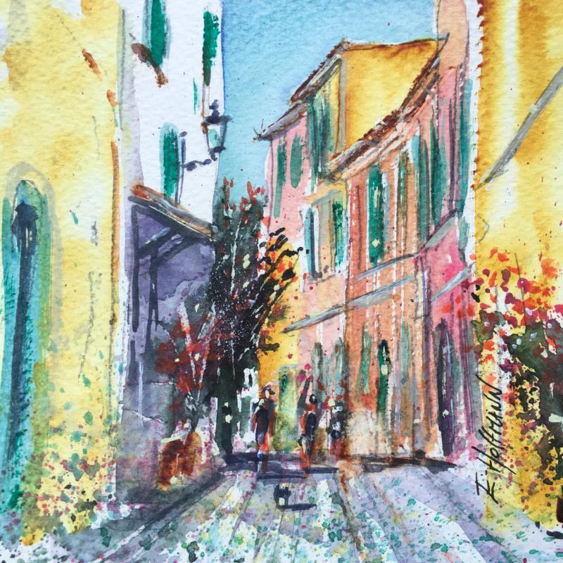 Peinture Toulon Ruelle colorée  par Hoffmann Elisabeth | Tableau Figuratif Urbain Aquarelle