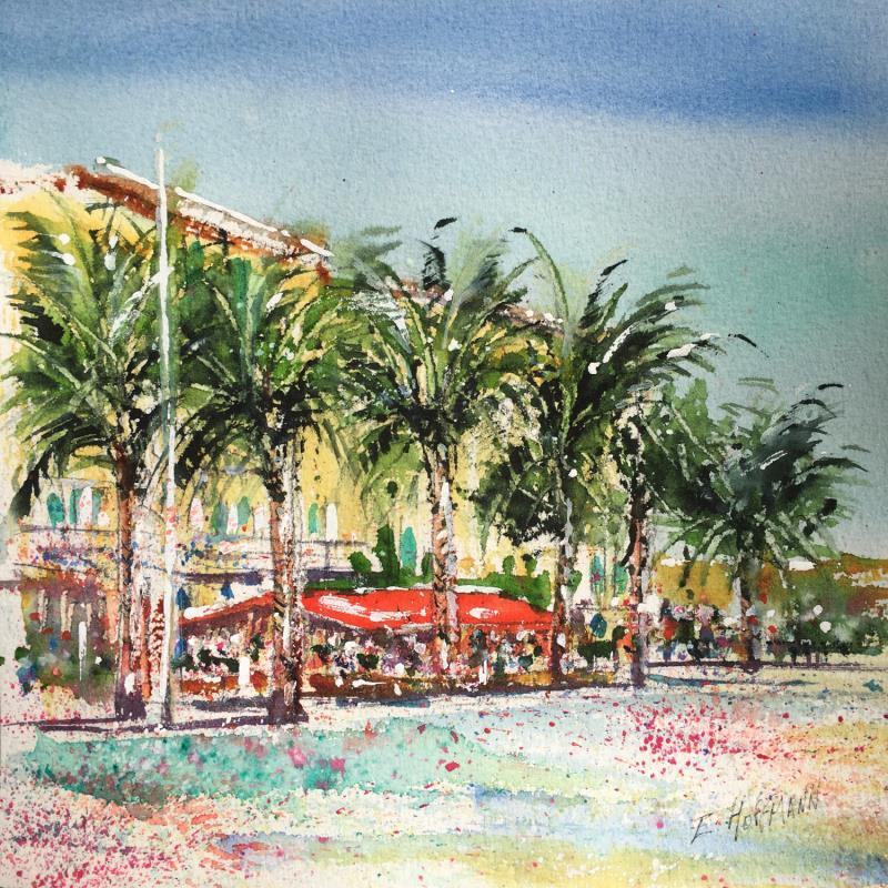 Gemälde Toulon, Les palmiers  von Hoffmann Elisabeth | Gemälde Figurativ Urban Aquarell