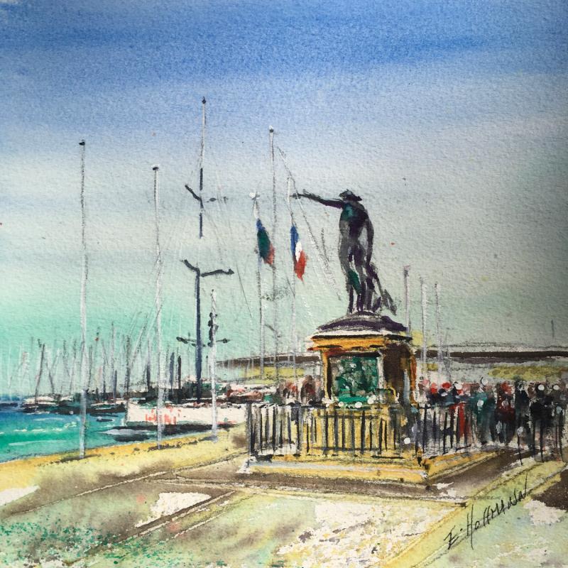 Painting La statue du génie de la navigation  by Hoffmann Elisabeth | Painting Figurative Urban Watercolor