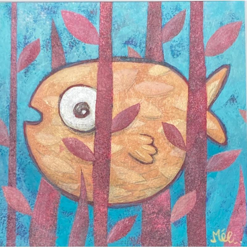 Peinture Poisson en forêt par Catoni Melina | Tableau Art naïf Acrylique, Carton Animaux, Marine, Nature