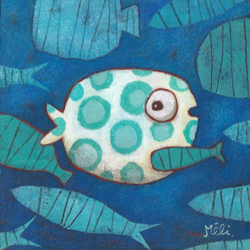 Painting Poisson à contre-courant by Catoni Melina | Painting Naive art Marine Nature Animals Acrylic