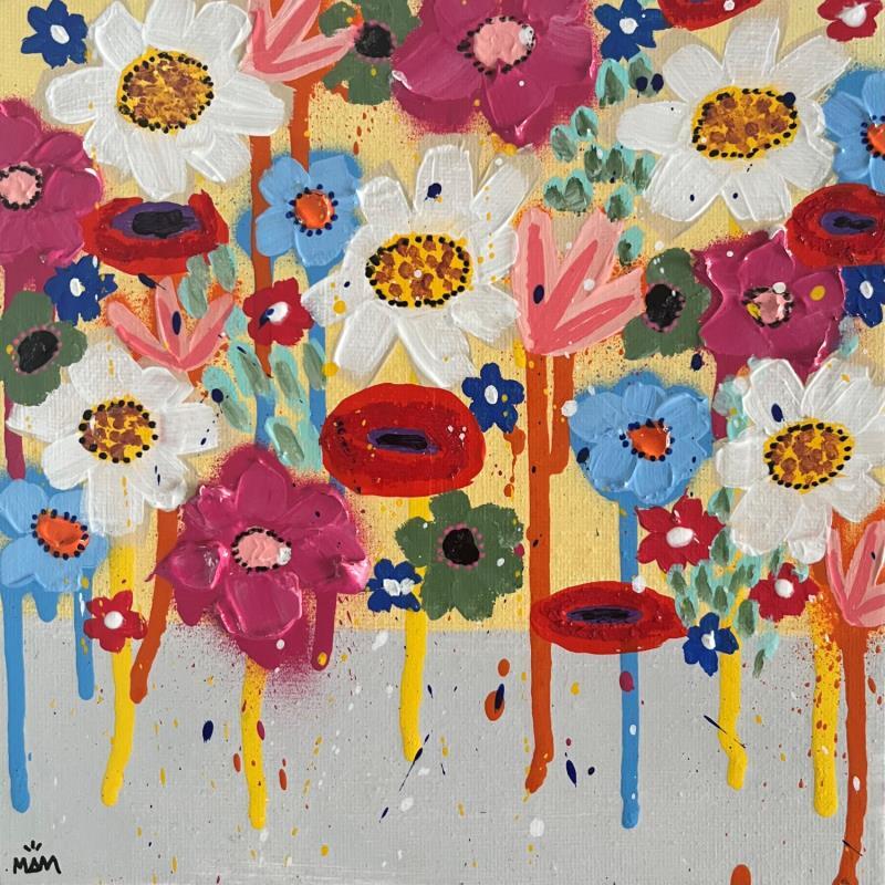 Peinture HAPPY FLOWERS par Mam | Tableau Pop-art Paysages Icones Pop Nature Acrylique