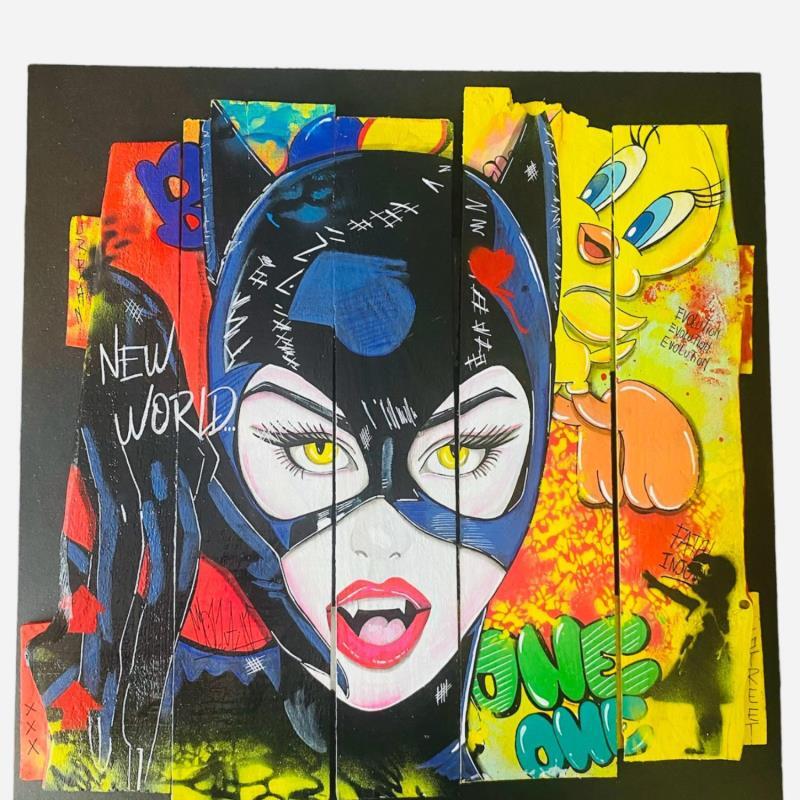 Painting Cat by Molla Nathalie  | Painting Pop-art Acrylic, Posca, Wood Pop icons