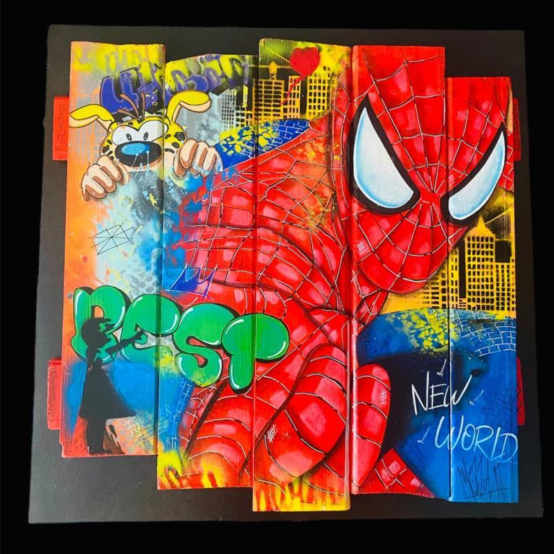 Painting Spider by Molla Nathalie  | Painting Pop-art Acrylic, Posca, Wood Pop icons