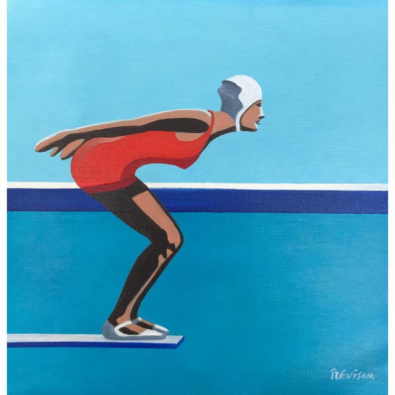 Peinture Red bathing suit par Trevisan Carlo | Tableau Figuratif Huile Sport