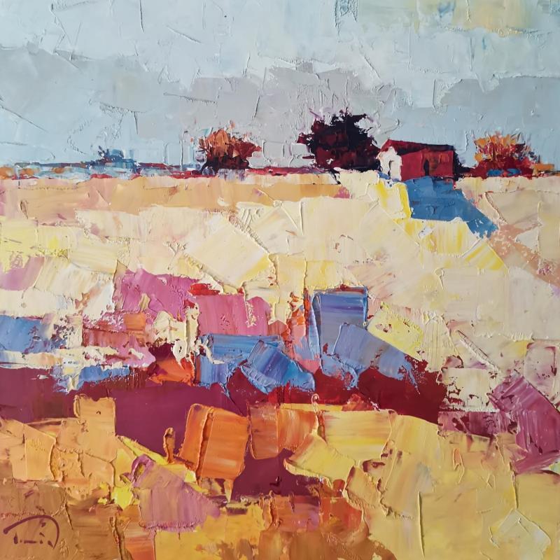 Painting Paysage avec rouge by Tomàs | Painting Impressionism Oil Landscapes