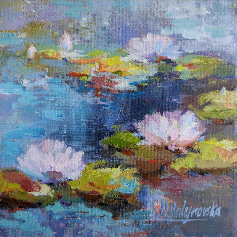 Gemälde Miroir d'été sur l'eau von Malynovska Iryna | Gemälde Art brut Natur Acryl