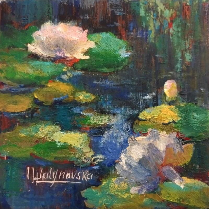 Painting F1006 Éveil de Nénuphars sous les Reflets Nocturnes by Malynovska Iryna | Painting Impressionism Oil Nature