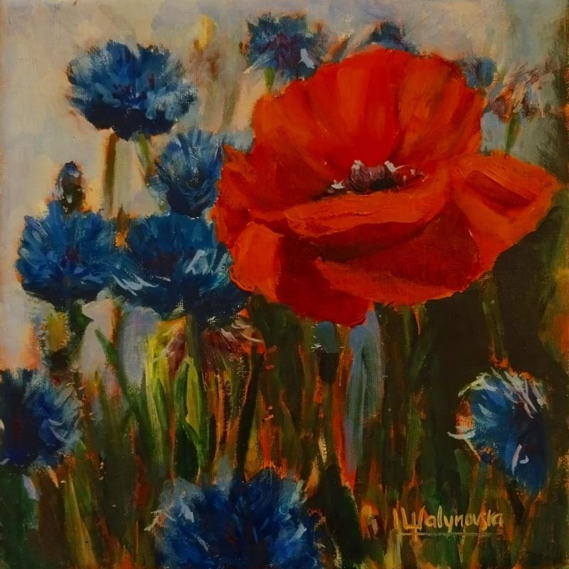 Peinture F3002 Éclat de Coquelicot et Bleuets en Harmonie par Malynovska Iryna | Tableau Impressionnisme Huile Nature