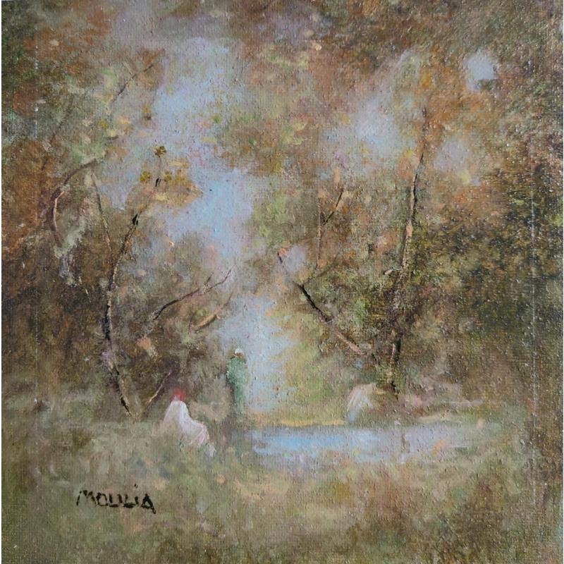 Gemälde La forêt  von Moulia Francis | Gemälde Impressionismus Natur Öl Acryl