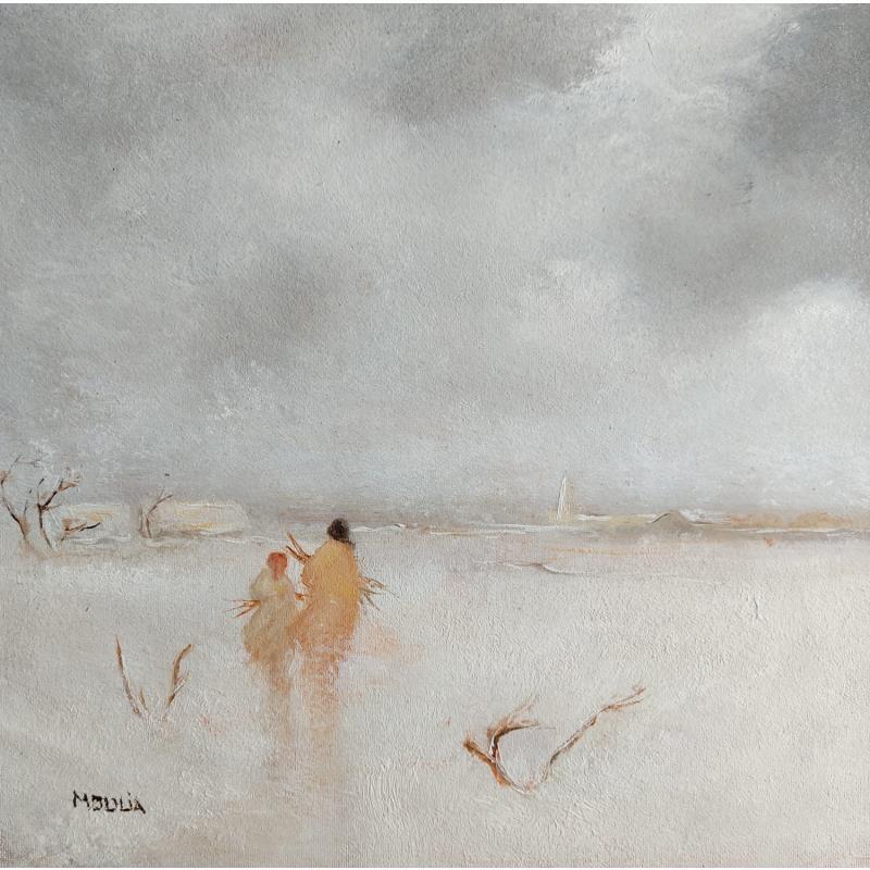 Gemälde Paysage enneigé  von Moulia Francis | Gemälde Figurativ Landschaften Öl