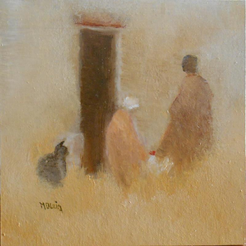 Painting Dans la grange by Moulia Francis | Painting Impressionism Cardboard, Oil Life style