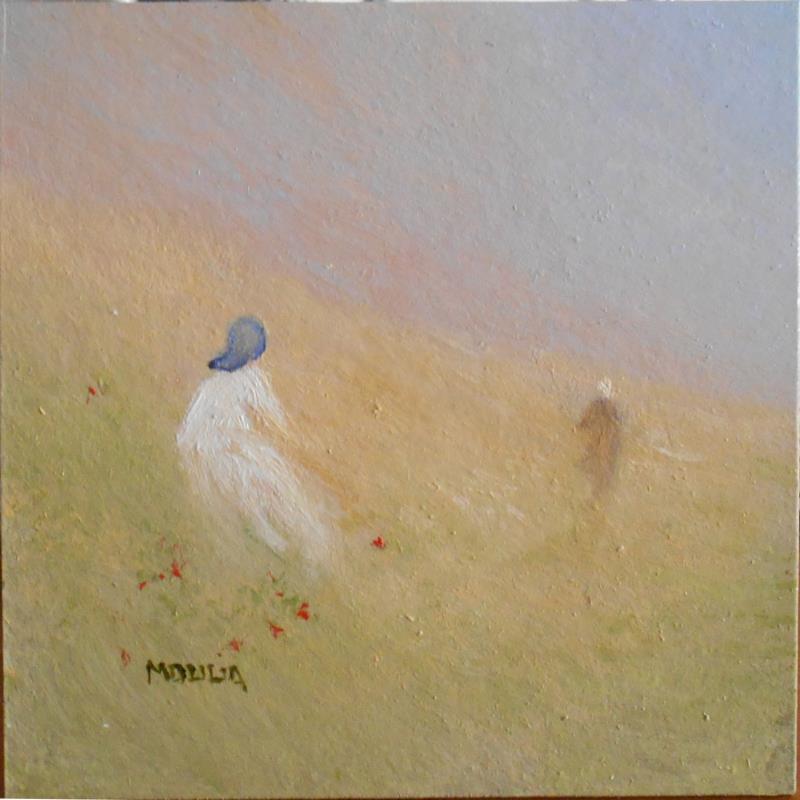 Painting Dans les blés by Moulia Francis | Painting Impressionism Life style Cardboard Oil