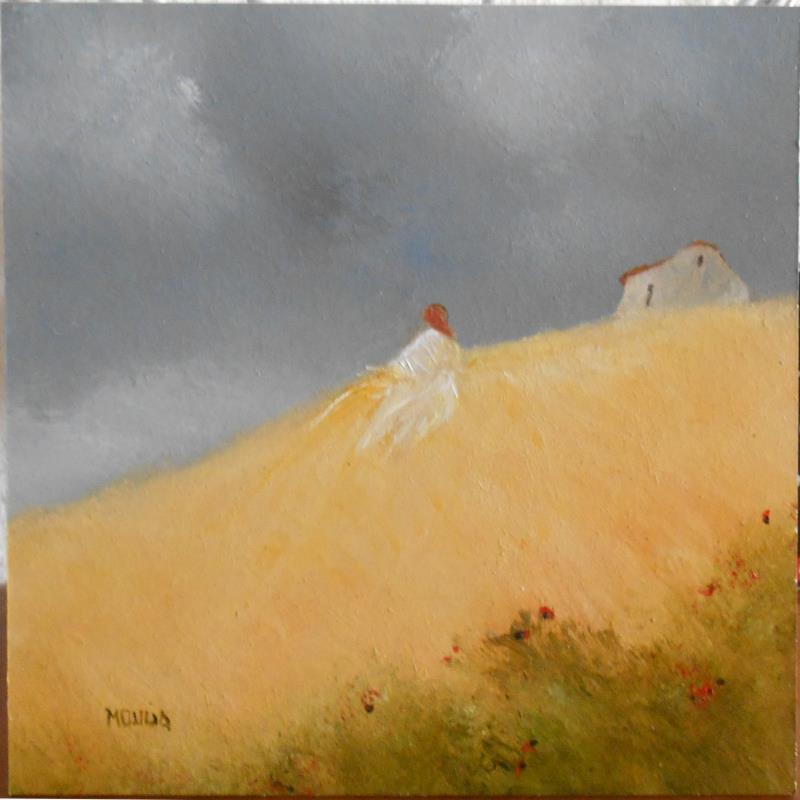 Peinture La butte aux blés par Moulia Francis | Tableau Impressionnisme Scènes de vie Carton Huile