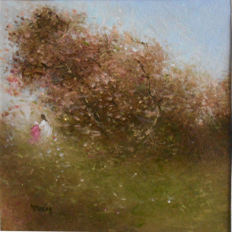 Peinture Vent frivolant par Moulia Francis | Tableau Impressionnisme Carton, Huile Nature, Paysages