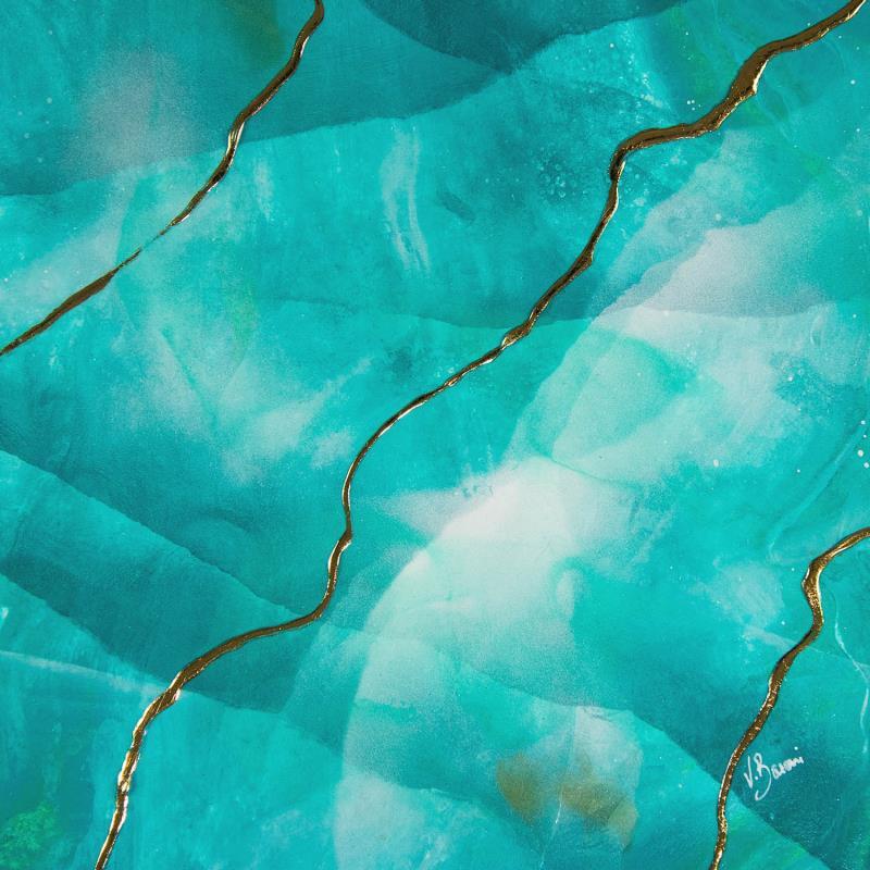 Gemälde Trésor de lagon von Baroni Victor | Gemälde Abstrakt Acryl, Blattgold Marine, Minimalistisch, Pop-Ikonen