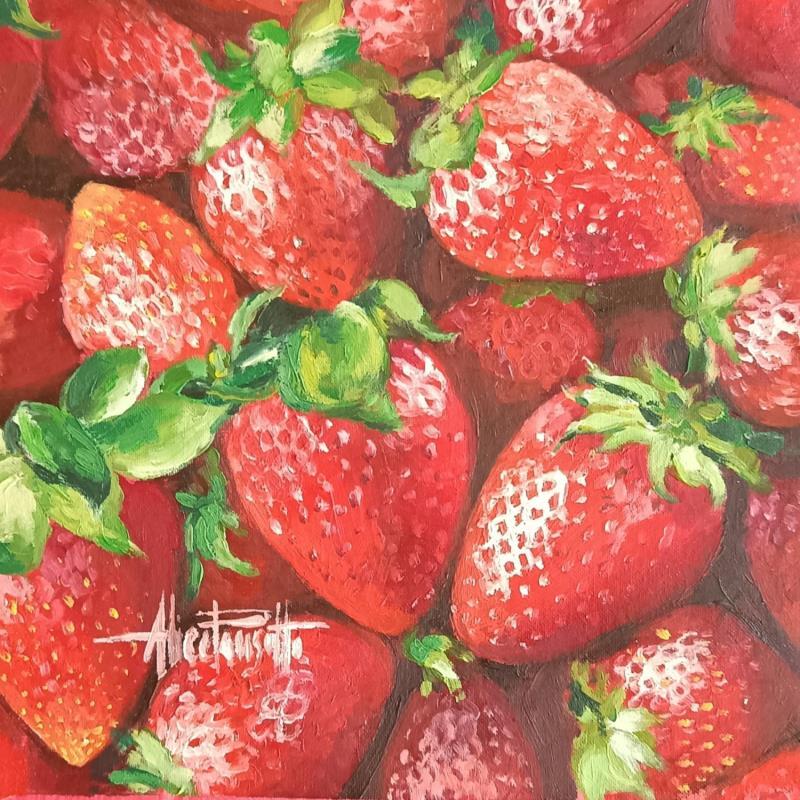 Painting Strawberries by Parisotto Alice | Painting Figurative Oil Pop icons
