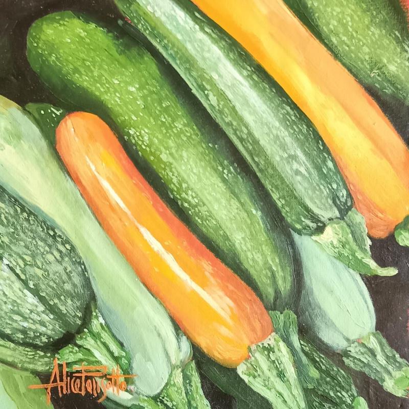 Painting Courgettes by Parisotto Alice | Painting Figurative Oil Pop icons
