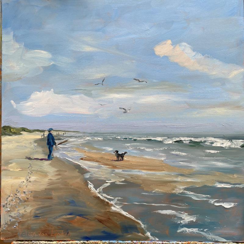 Painting Spelen met de hond 24WS396 by Lynden (van) Heleen | Painting Figurative Landscapes Marine Oil