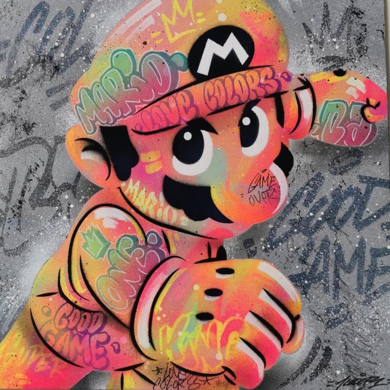 Peinture Mario fluo par Kedarone | Tableau Pop-art Icones Pop Graffiti Acrylique