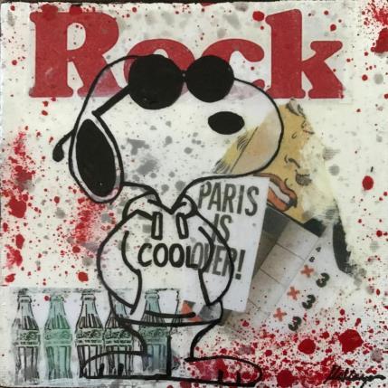Peinture snoopy rock par Kikayou | Tableau Pop-art Acrylique, Collage, Graffiti Icones Pop