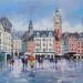 Painting GRAND PLACE A LILLE by Euger | Painting Figurative Society Urban Life style Oil