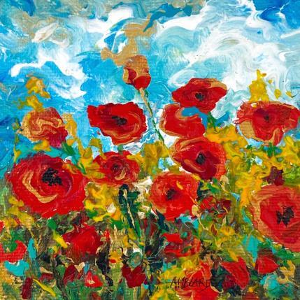 Painting coquelicots by Florence Amblard | Painting Figurative Acrylic Nature