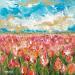 Painting Champ de tulipes roses  by Florence Amblard | Painting Figurative Nature Acrylic