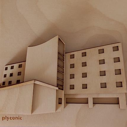 Peinture Pavillon suisse par Plyconic | Tableau Matiérisme Bois Architecture