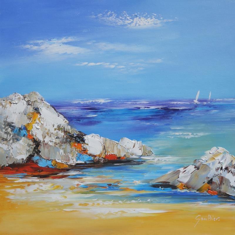 Gemälde Le soleil et la mer von Gaultier Dominique | Gemälde Figurativ Öl Marine